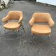 Paire de fauteuils vintage à piètement métal et tissu orange 60 70