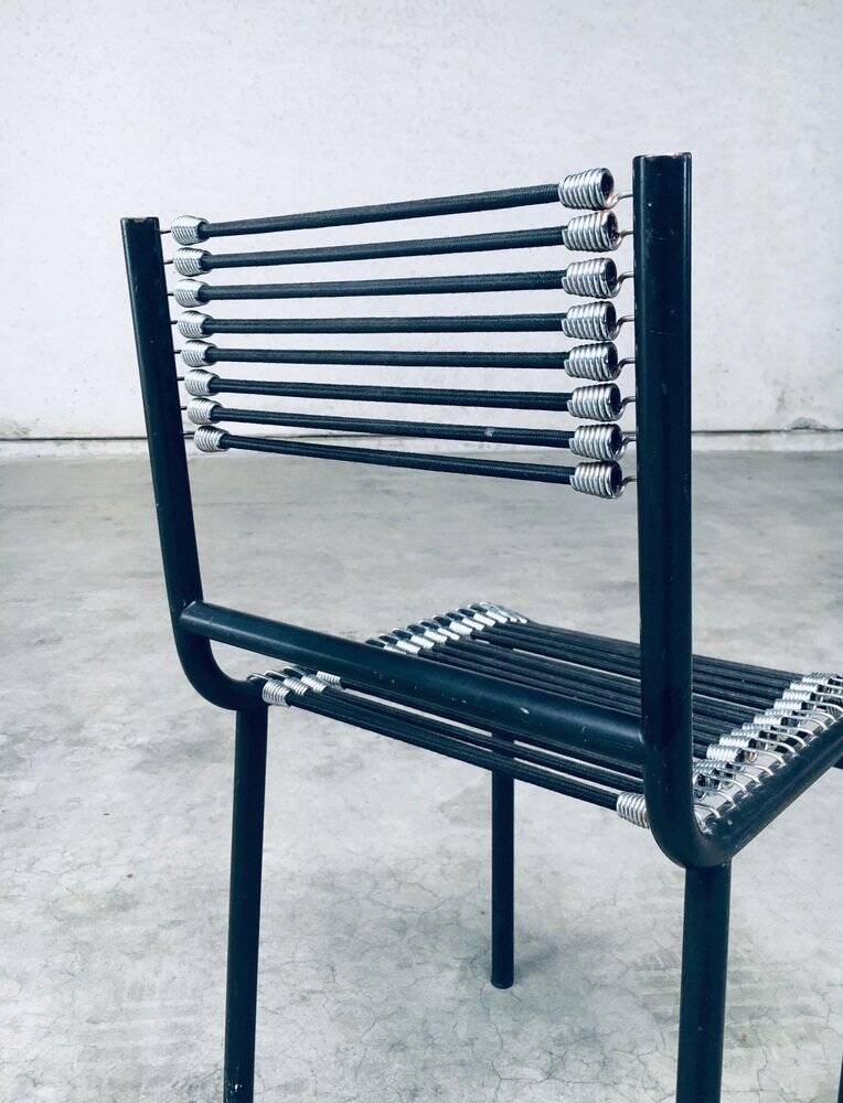 Postmodern sandows chairs attributed to rene herbst for ecart international, 1980s, set of 6