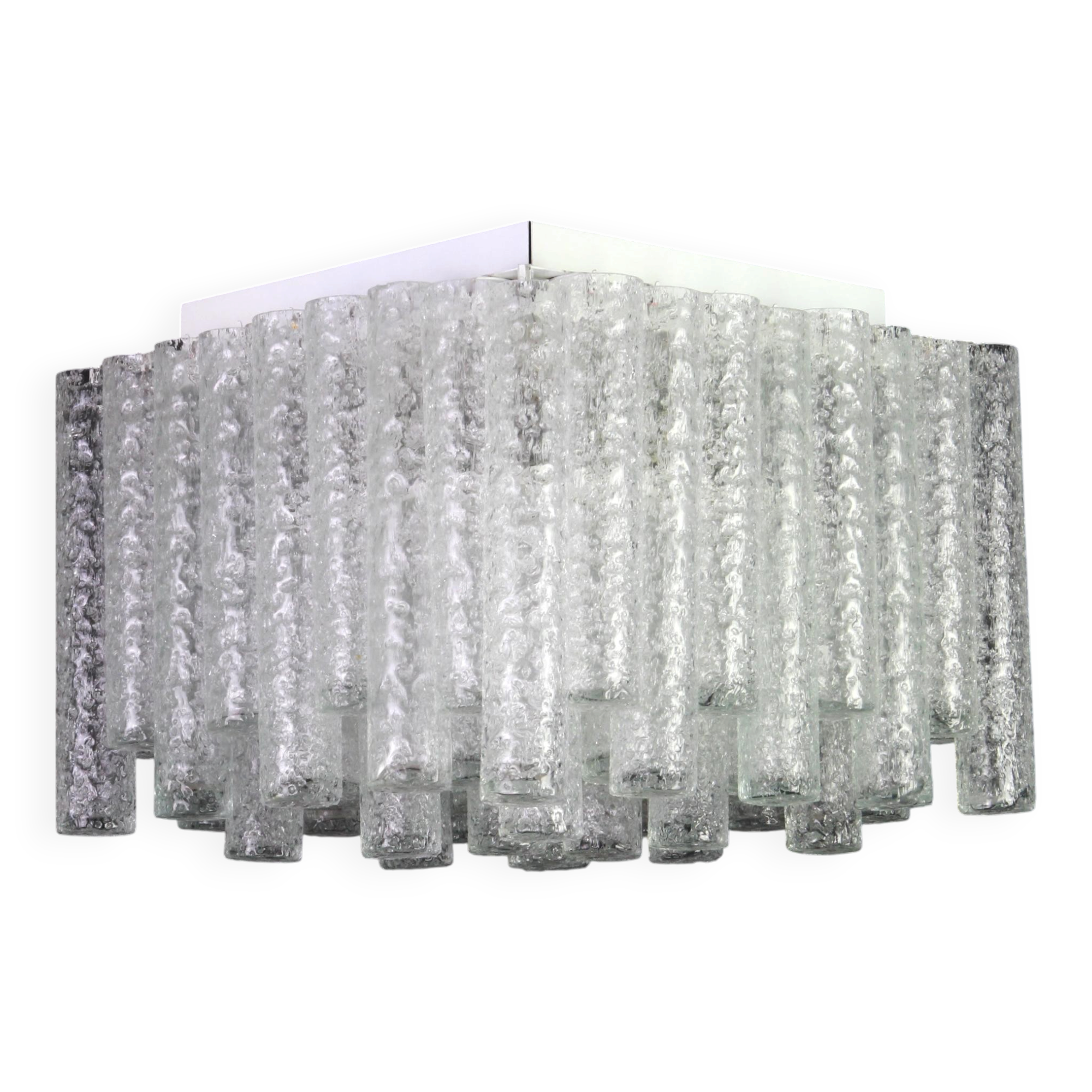 1 of 6 stunning Murano glass ice tubes ceiling lights by Doria, Germany, 1960s.