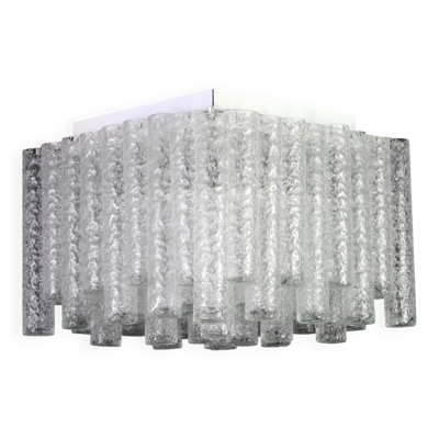 Plafonnier en verre glace Murano plafonnier par Doria, Allemagne, années 1960