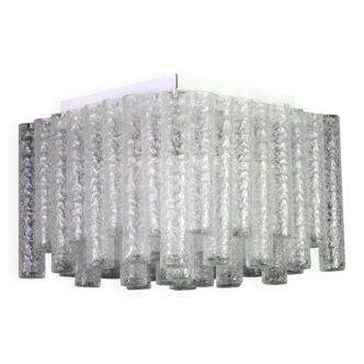 1 of 6 stunning Murano glass ice tubes ceiling lights by Doria, Germany, 1960s.