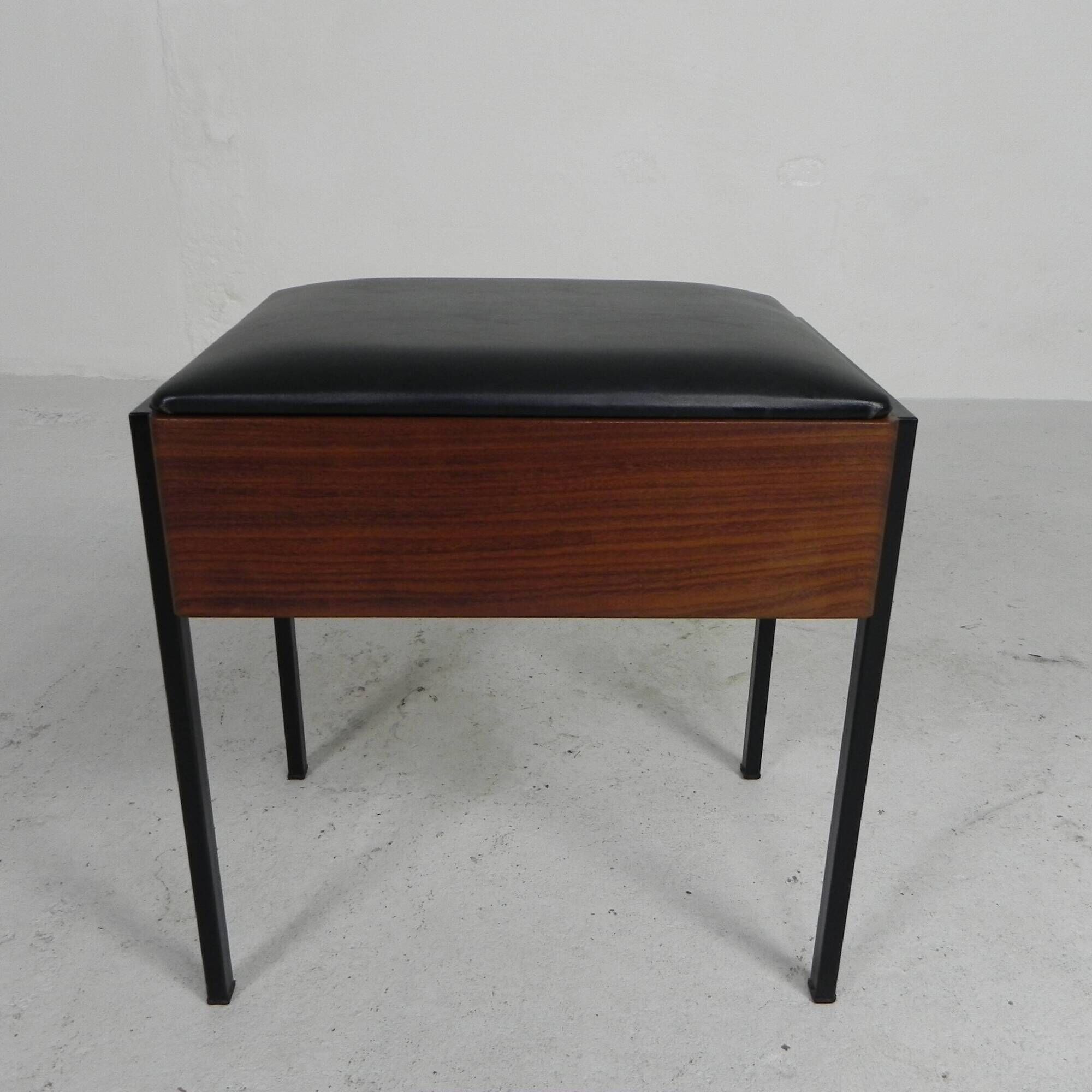 Aristo teak wooden sewing supplies stool, piano stool, 1960s