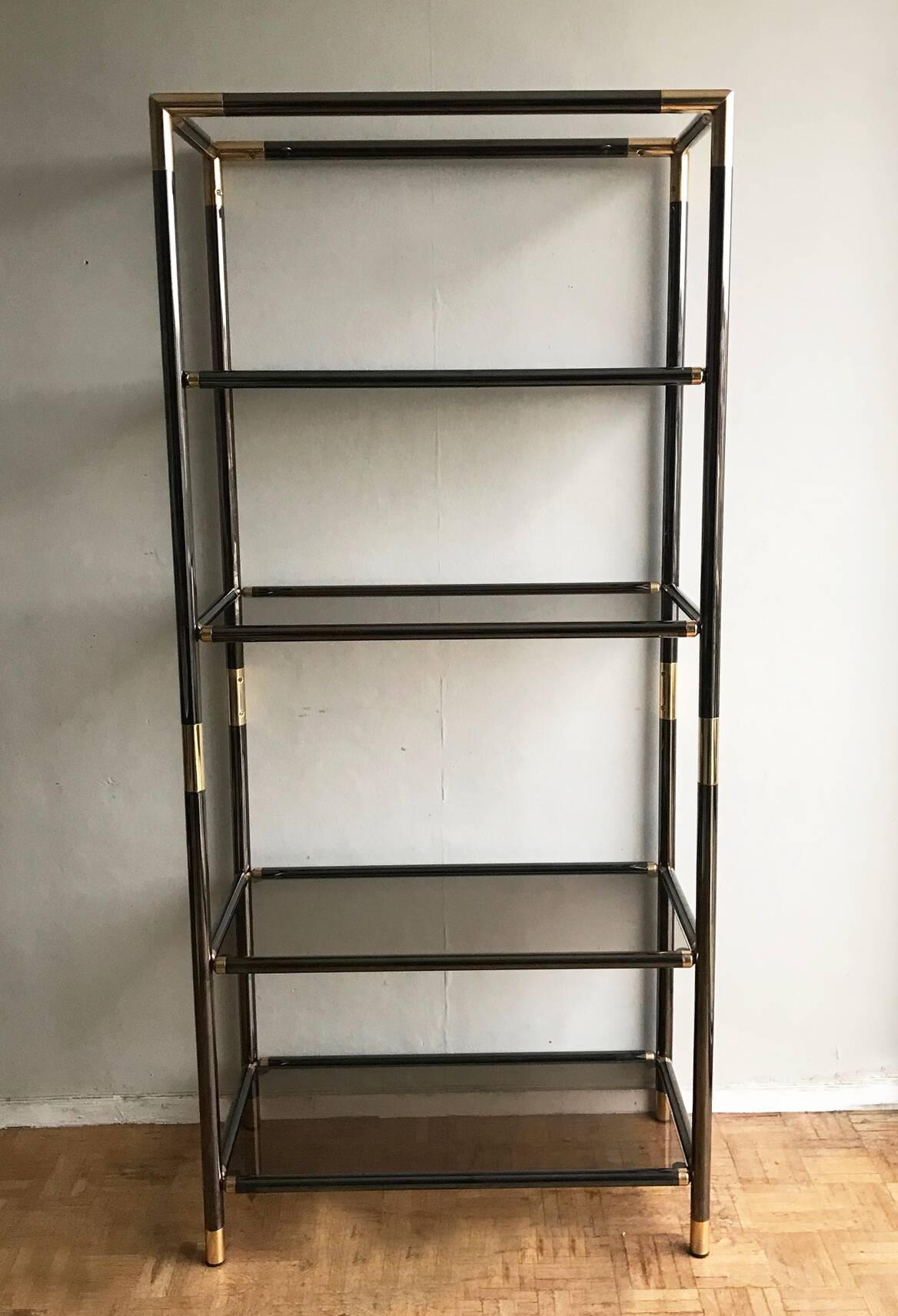 Étagère  en métal et verre - Italie années 1970