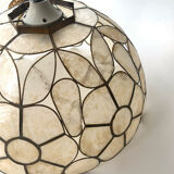 Chandelier in mother-of-pearl and brass