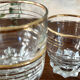 Verres en verre vintage avec bord doré, ensemble de 6