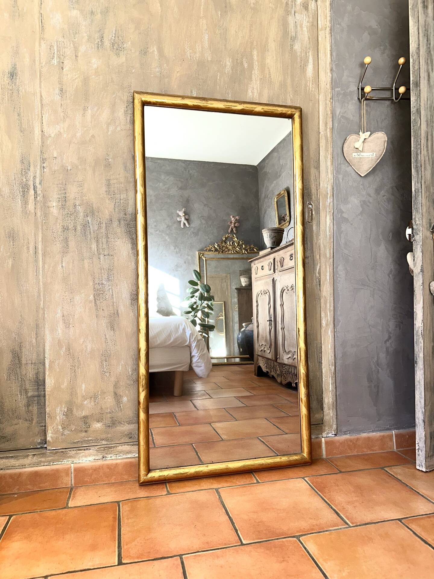 19th-century antique gilded mirror.