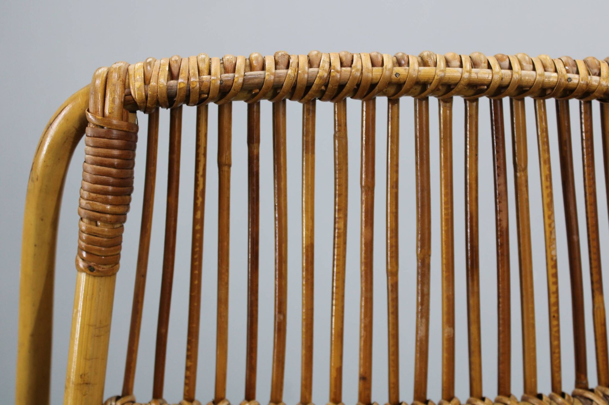 Rare pair of Alan Fuchs for ULUV rattan lounge chairs, Czechoslovakia, 1960s