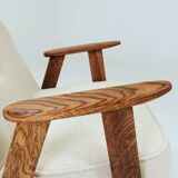 Vintage armchair rustic style beige bouclé