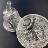 Large covered pear-shaped jar in Bohemian cut crystal