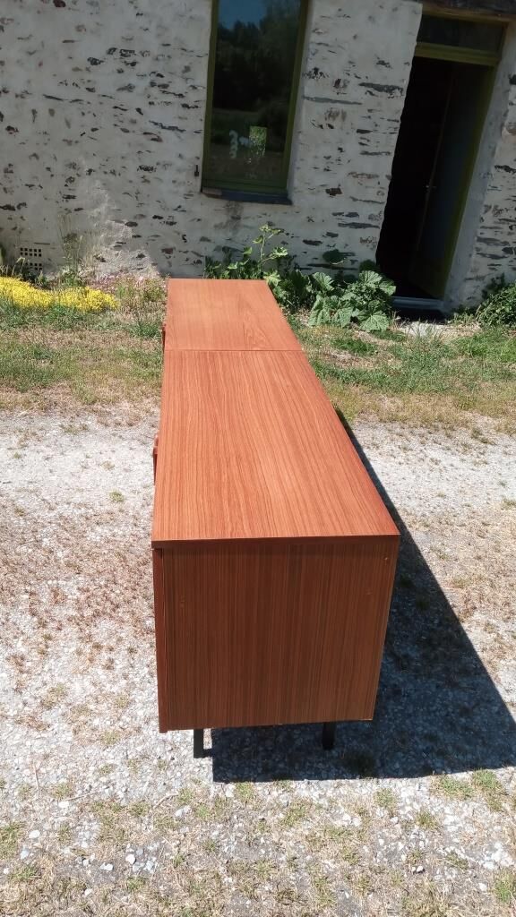 Teak veneer sideboard