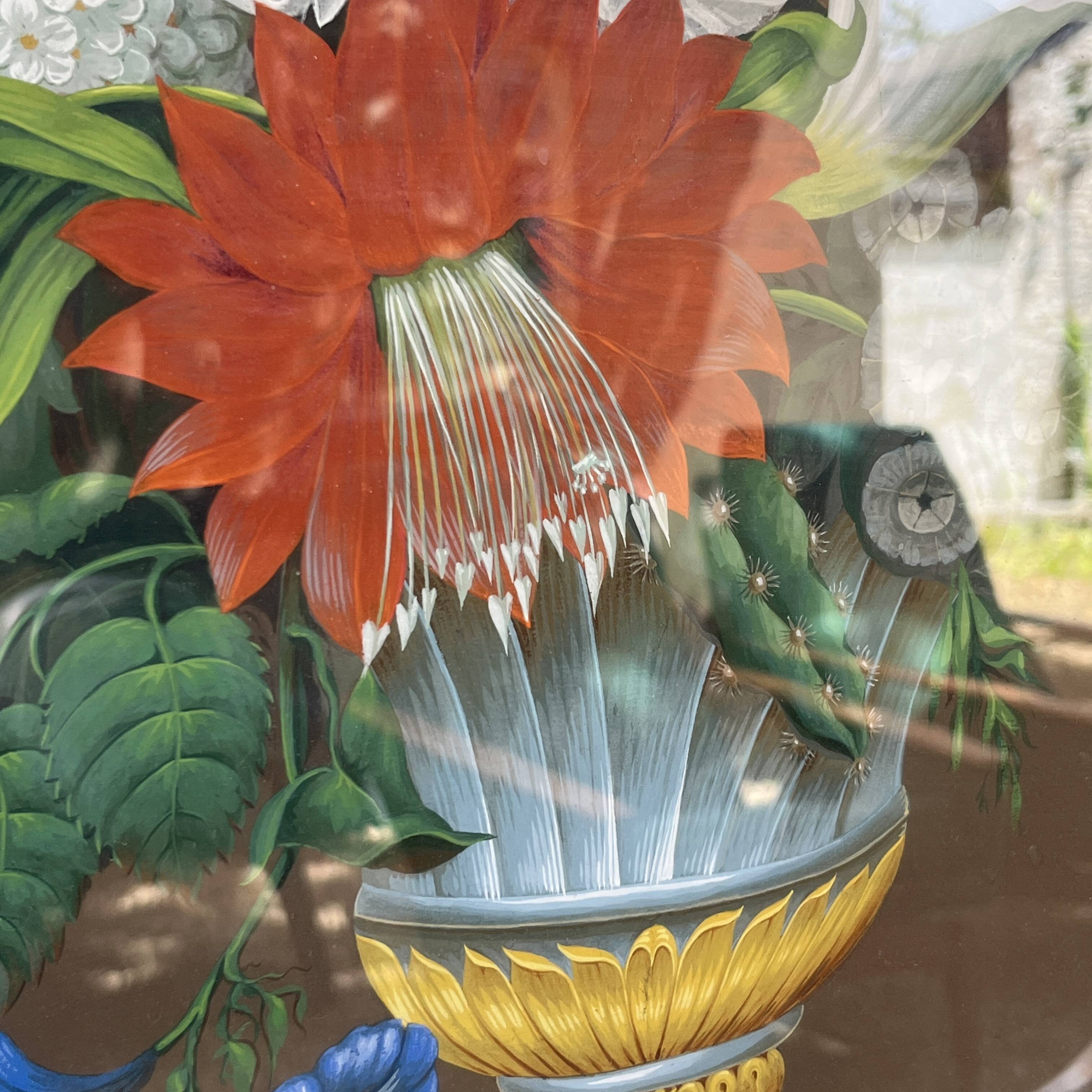 “Bouquet of flowers” still life painting in Neo Classical style, gouache on paper, ca 1830