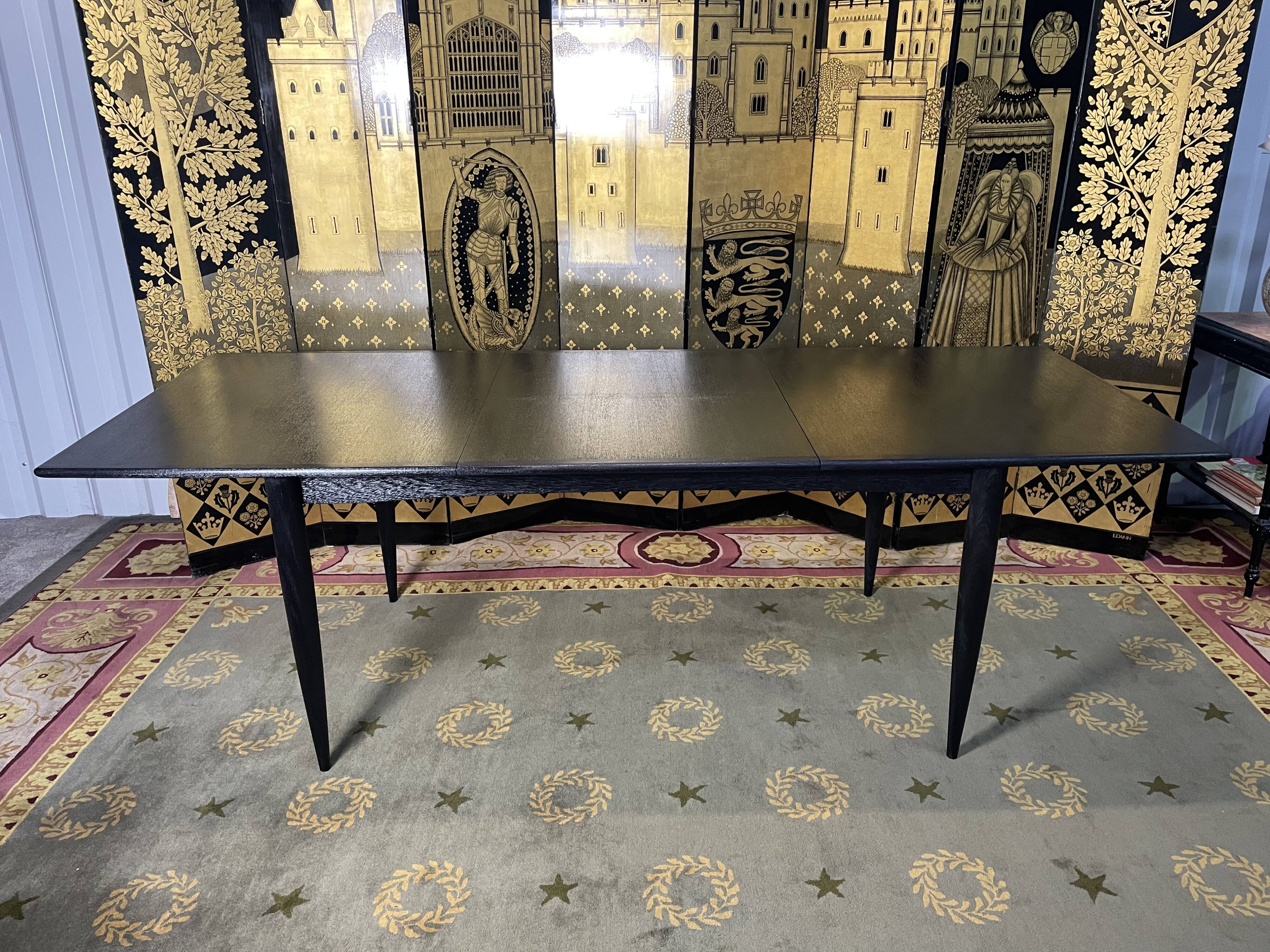 Scandinavian dining table in blackened wood Napoleon III