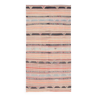 Tapis de salon 5x9, Kilim vert saumon, 145x288 cm