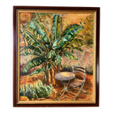 Banana trees on Rue du Havre, signed, 1988