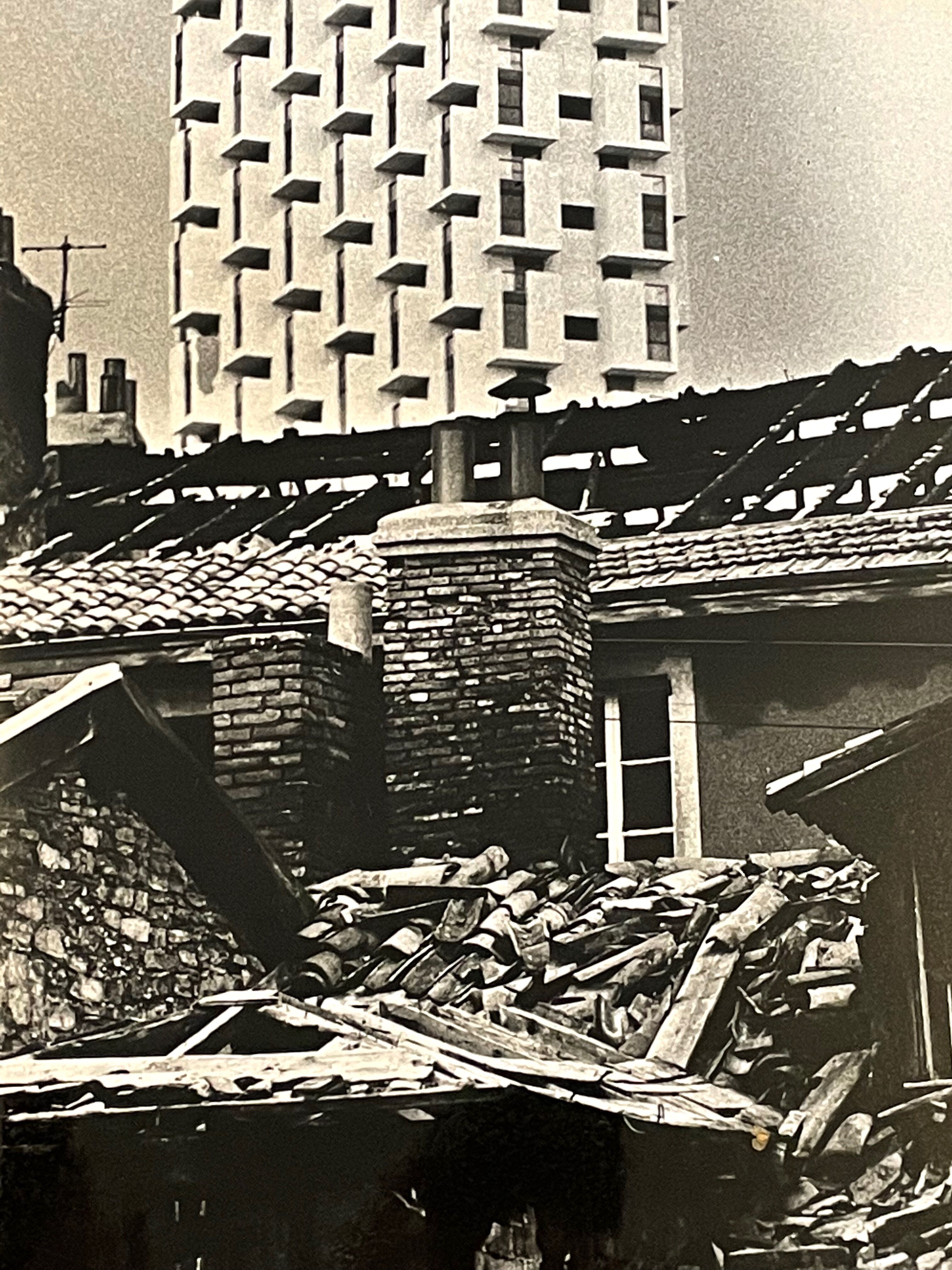 Photograph black and white silver print circa 1970 architecture