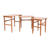 Tables gigognes en teck danois des années 50, ensemble de 3