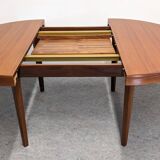 Scandinavian round extendable teak table, 60s-70s