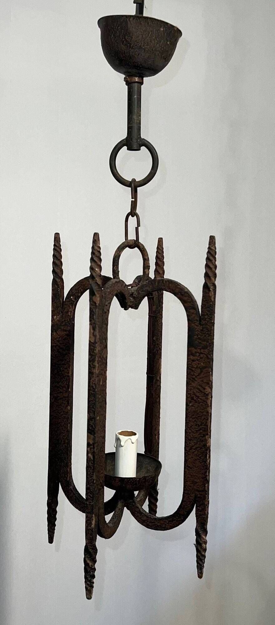 Suspension en fer forgé, travail français, circa 1950