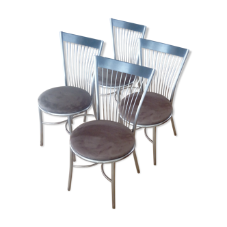 Chaises bistrot inox, velours, bois