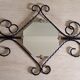 Wall coat rack in wrought iron and mirror 1950