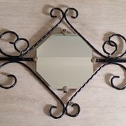 Wall coat rack in wrought iron and mirror 1950