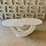 Travertine table with two turntables