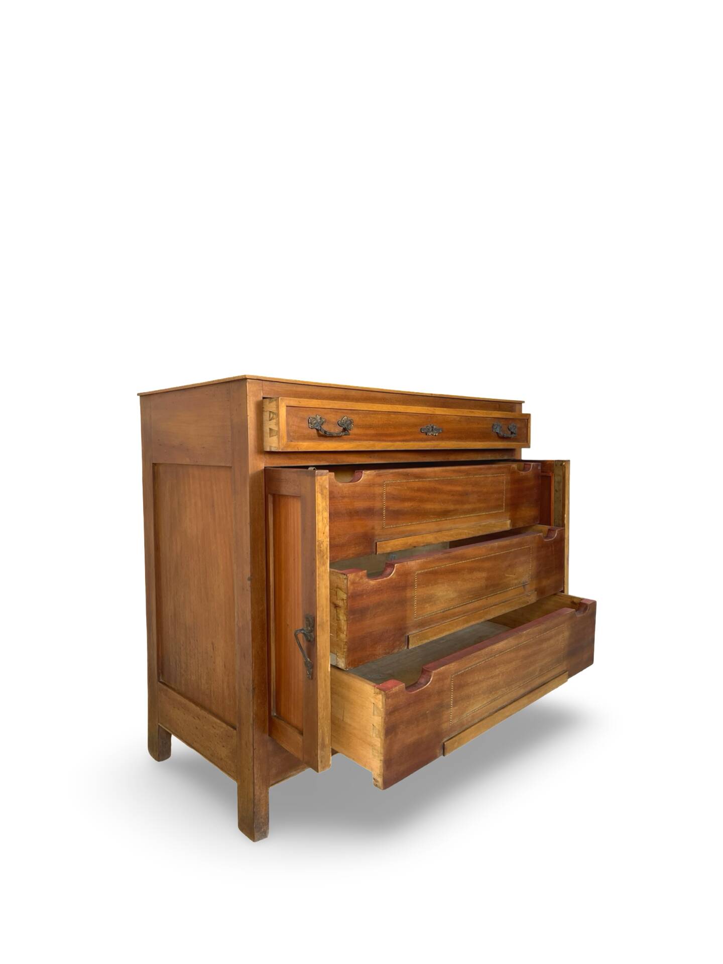 Commode de style Art Déco en bois de cerisier et noyer.