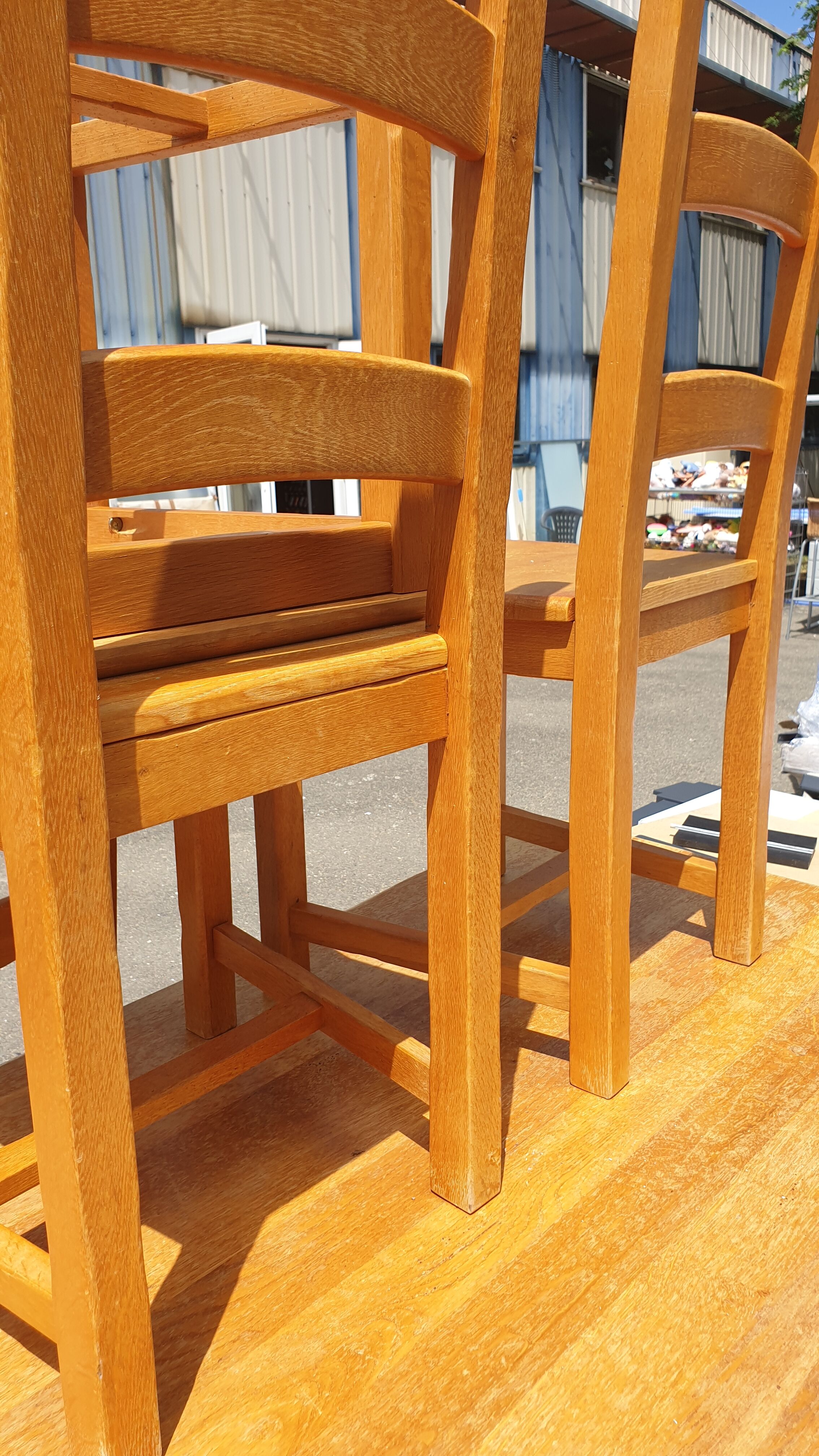 3 solid oak chairs