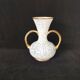 white and gold Clichy glass vase