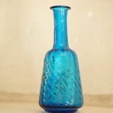Legras blue enamelled glass carafe with wisteria decoration