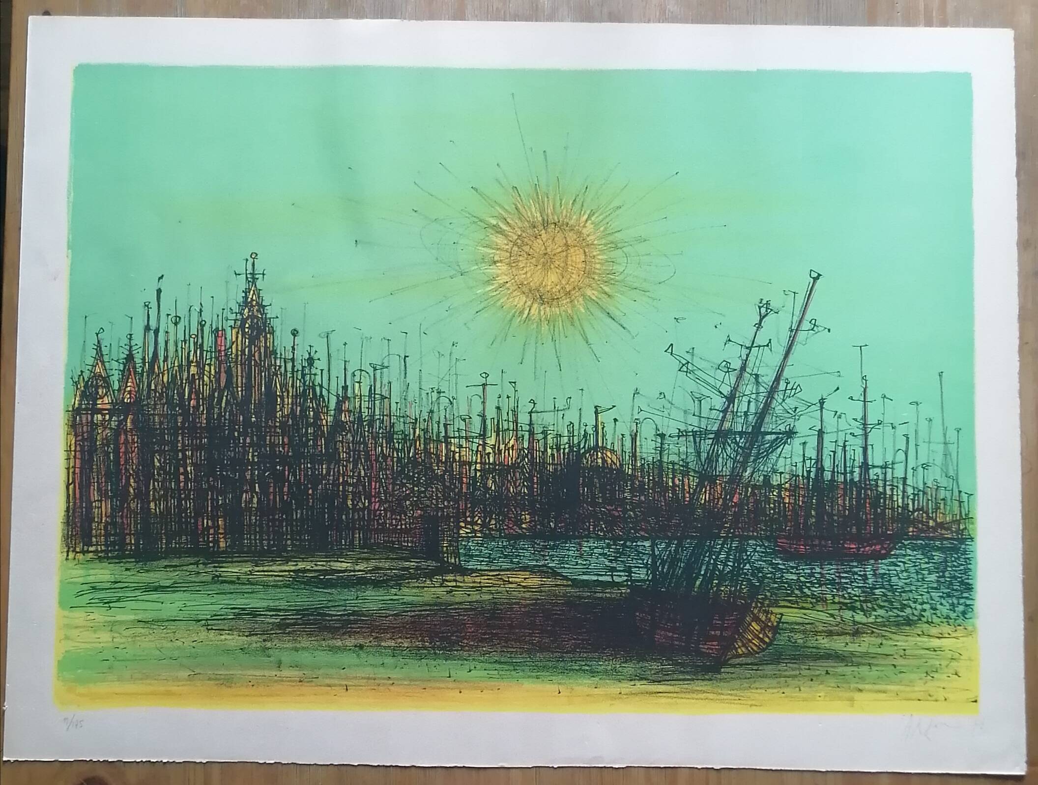 Lithograph "Cathedral of Boats" Jean Carzou (1907-2000)