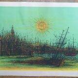Lithograph "Cathedral of Boats" Jean Carzou (1907-2000)
