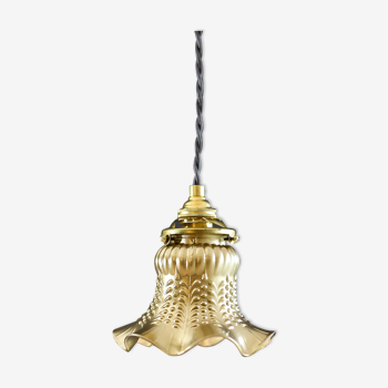 Old tulip suspension painted gold with new brass
