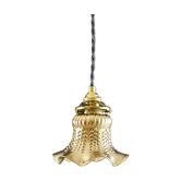 Suspension tulipe ancienne peinte or avec douille en laiton