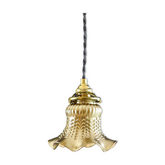 Old tulip suspension painted gold with new brass