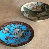 Asia circa 1900: two cloisonné enameled brass plates