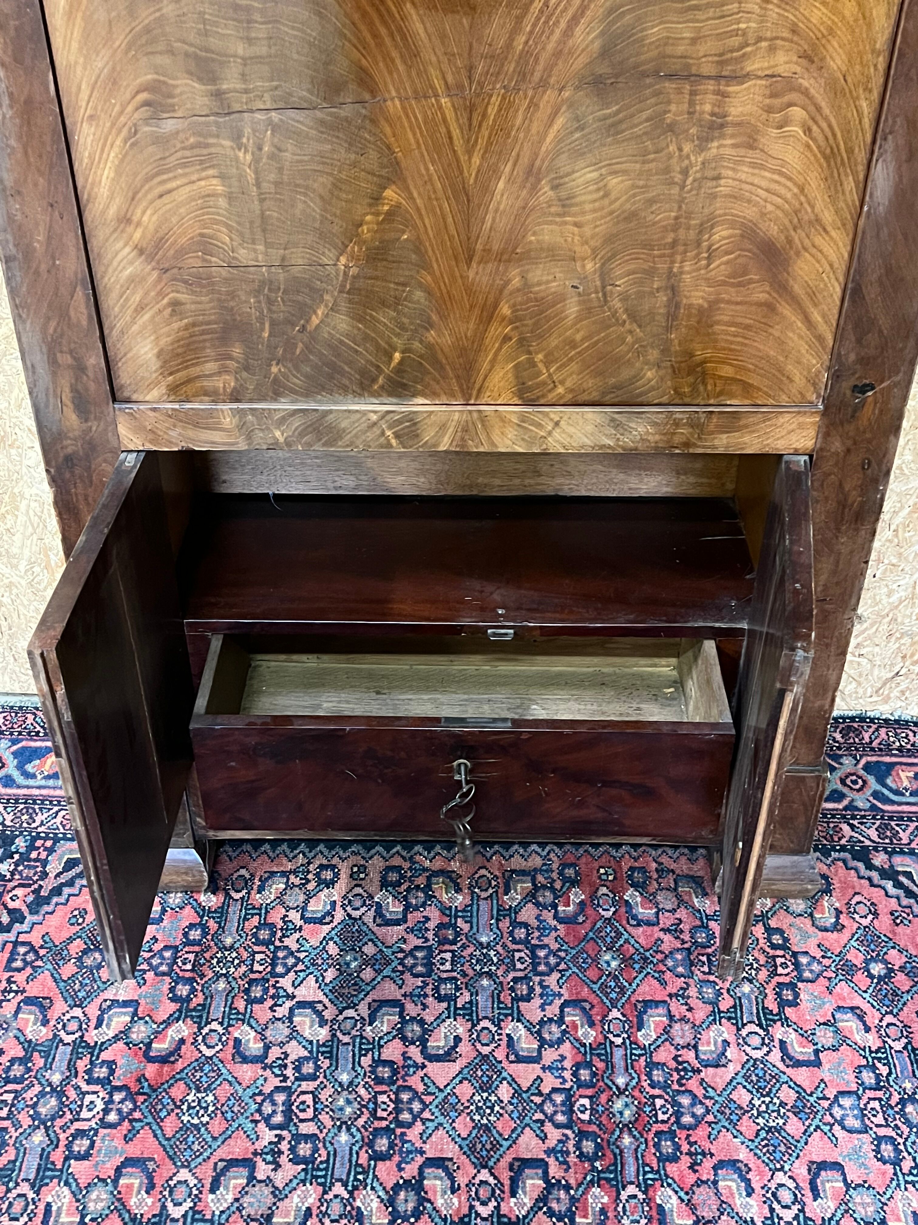 old secretary, Restoration era, lock and clover key, nineteenth century