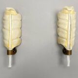 Pair of glass sconces, leaf design, by Andre Arbus for Veronese made by Barovier & Toso, Italy, 1950s