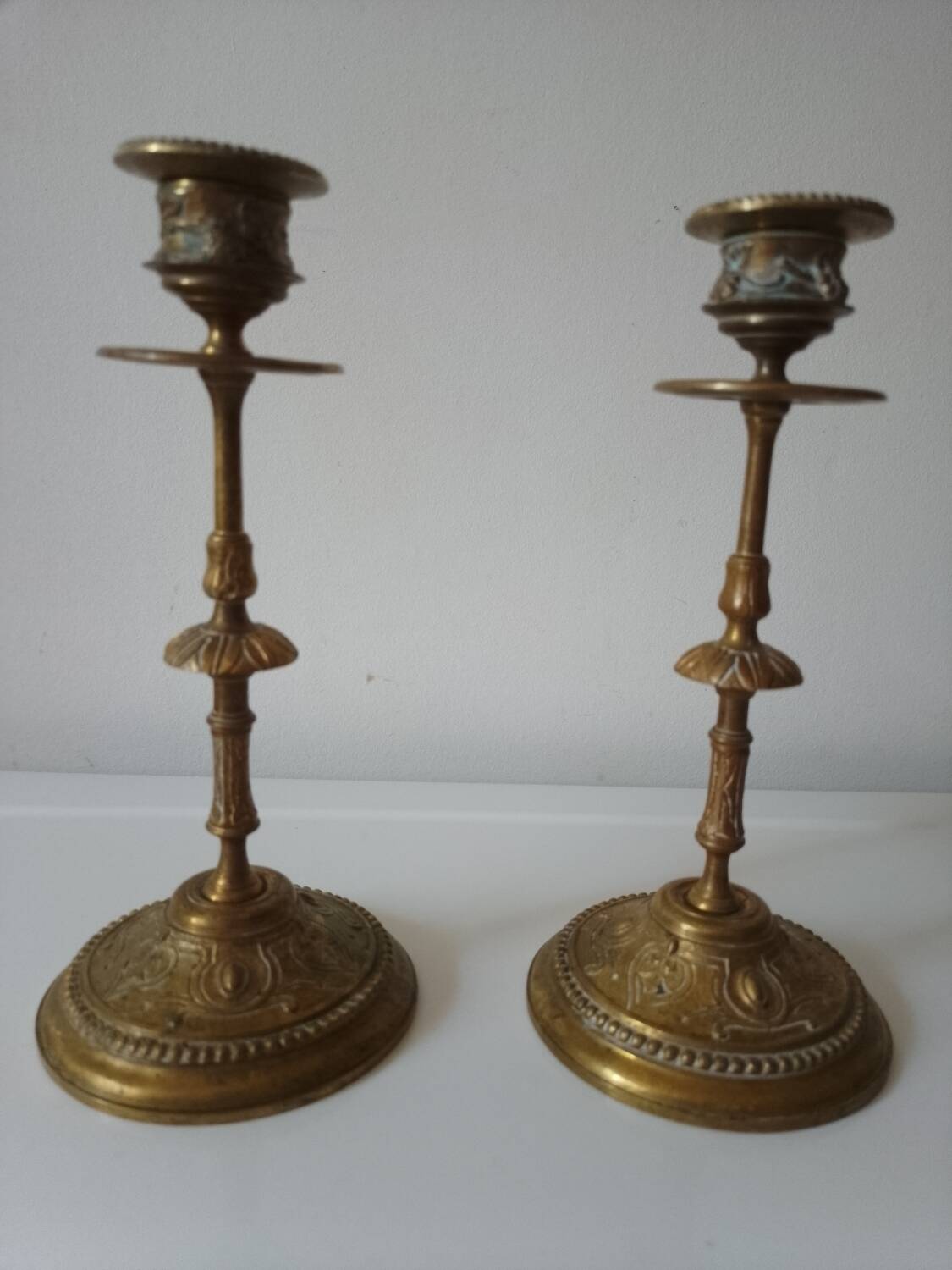 Brass collared candle holders