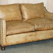 Edwardian Style Leather Two-Seater Sofa with Studs