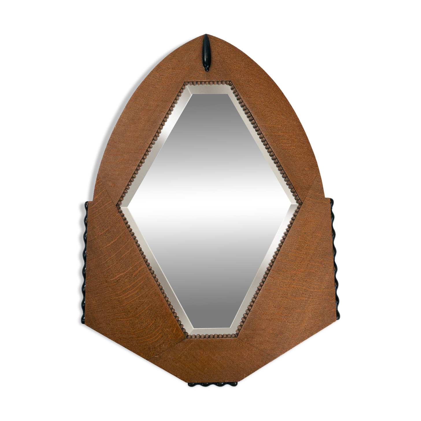 Dutch Art Deco Mirror in Oak with Ebonized Details, 1920-1930