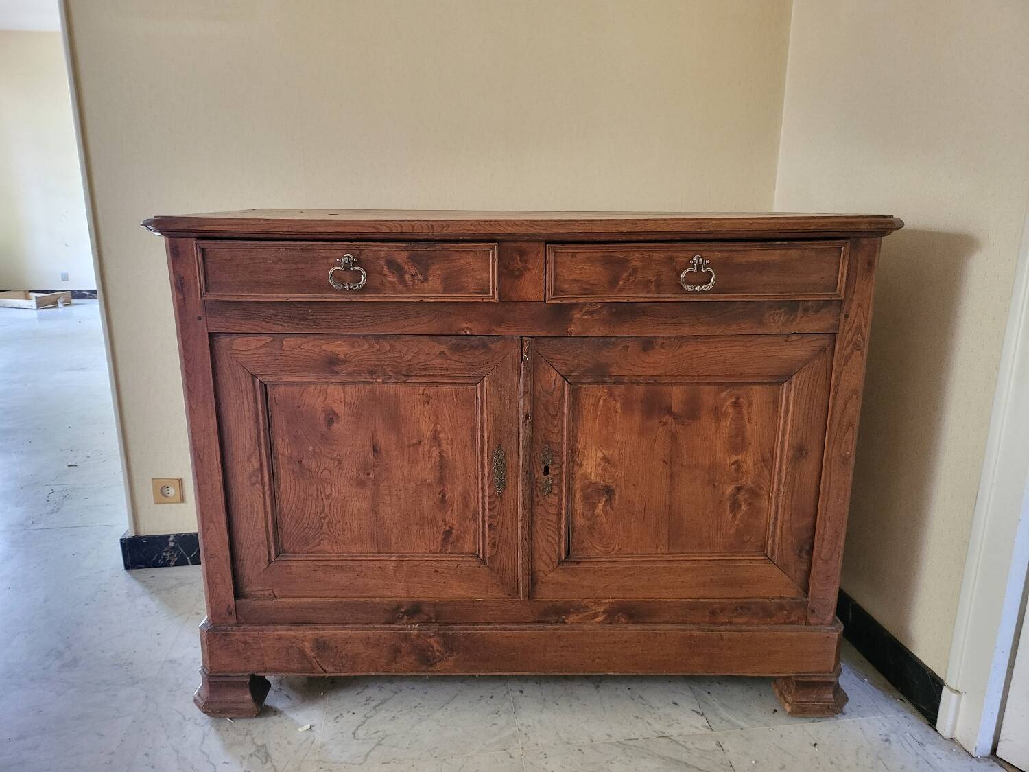 Antique solid wood sideboard – 2 drawers, 2 doors – natural patina