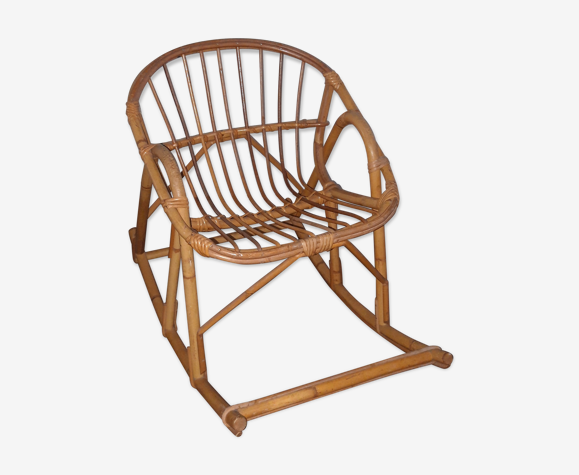 Rocking chair enfant vintage en rotin