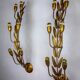 Pair of gilded floral wall lights by Ferro Arte, XL size, Spain, 1960s