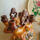 Pair of double barbotine candlesticks - vintage