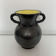 Vase with handles black yellow vintage