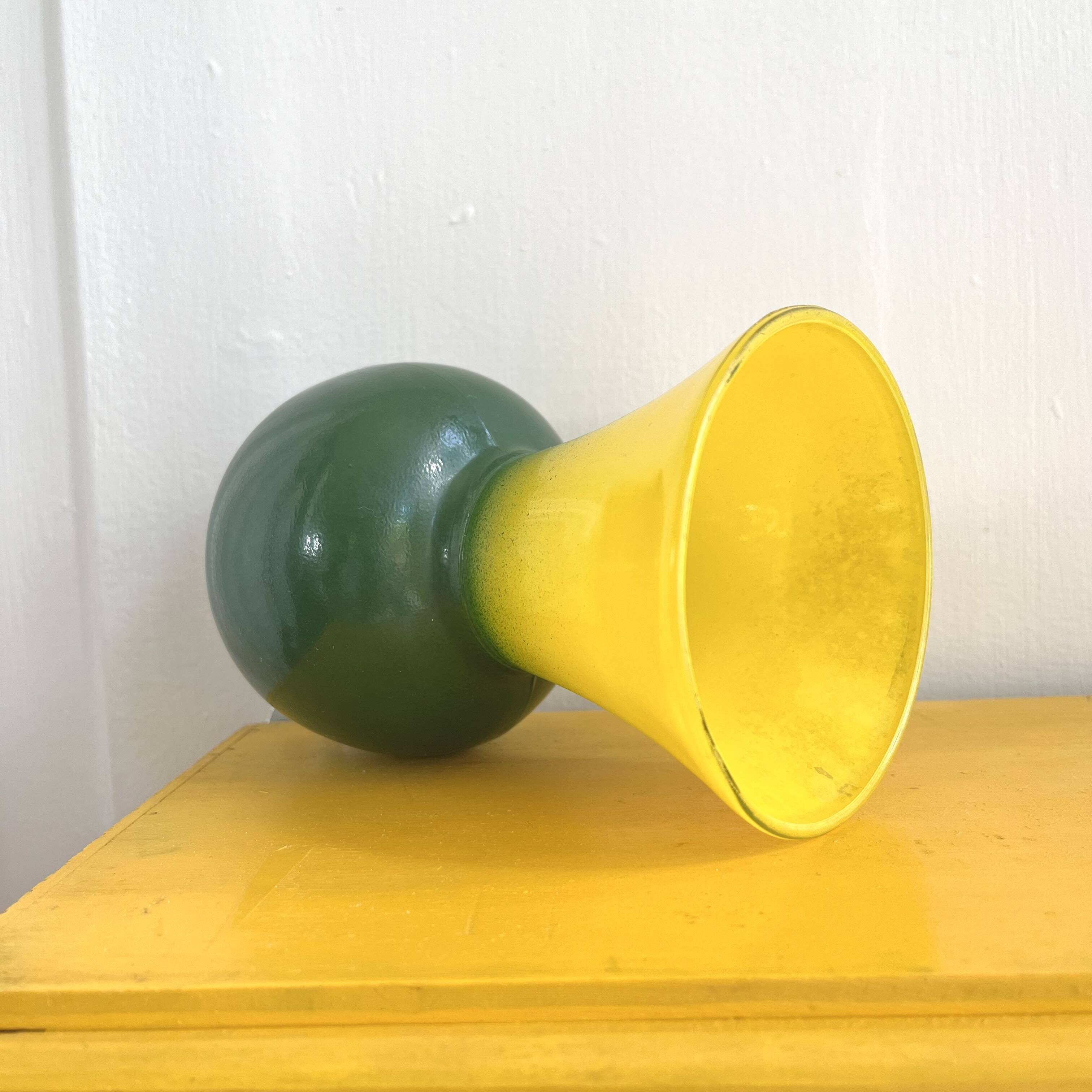 Vase vintage bicolore vert et jaune