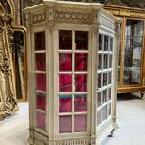 Napoleon III Period Display Cabinet in Painted Wood with Beveled Tiles in Louis XVI Style
