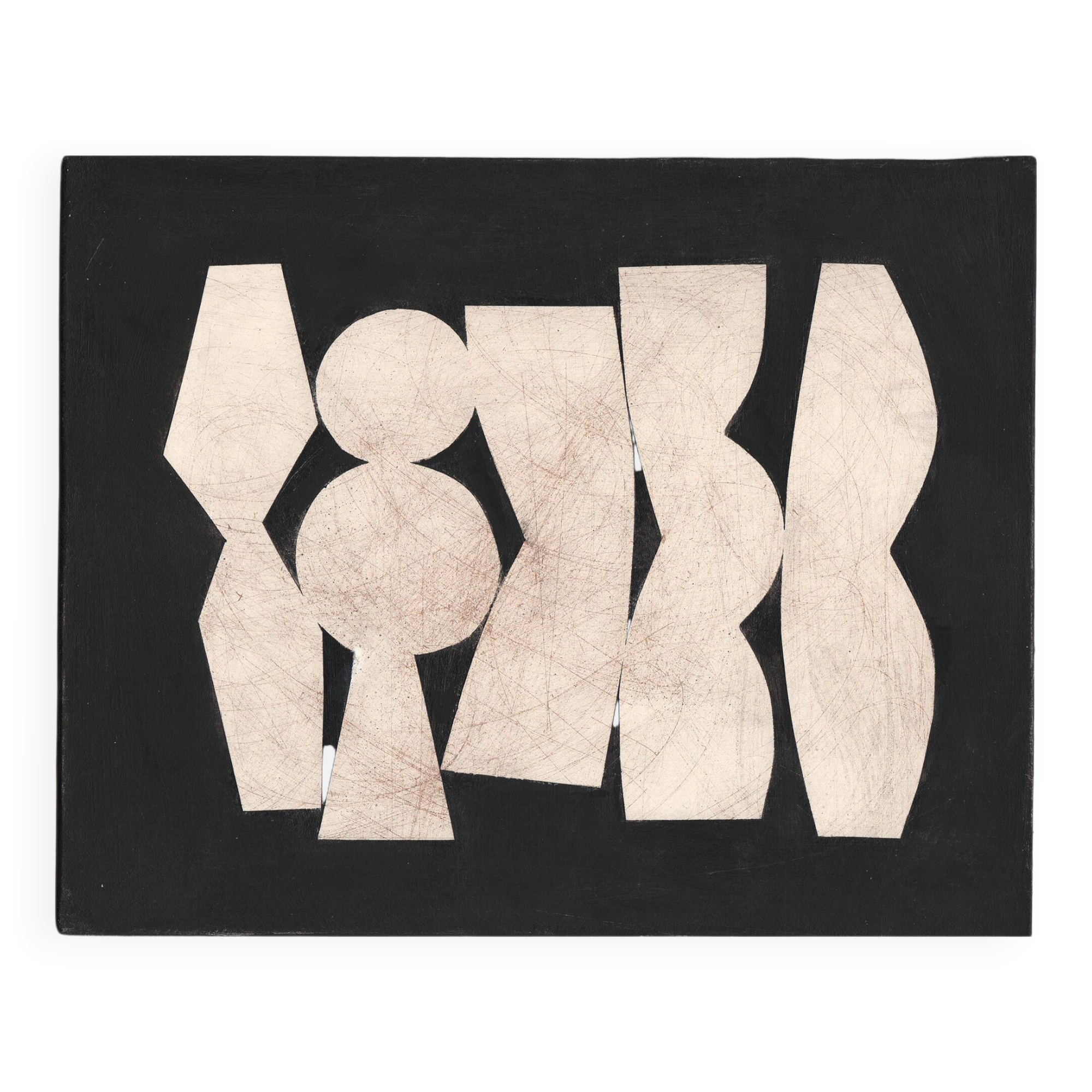 Abstract painting on panel - painting B85 signed Eawy