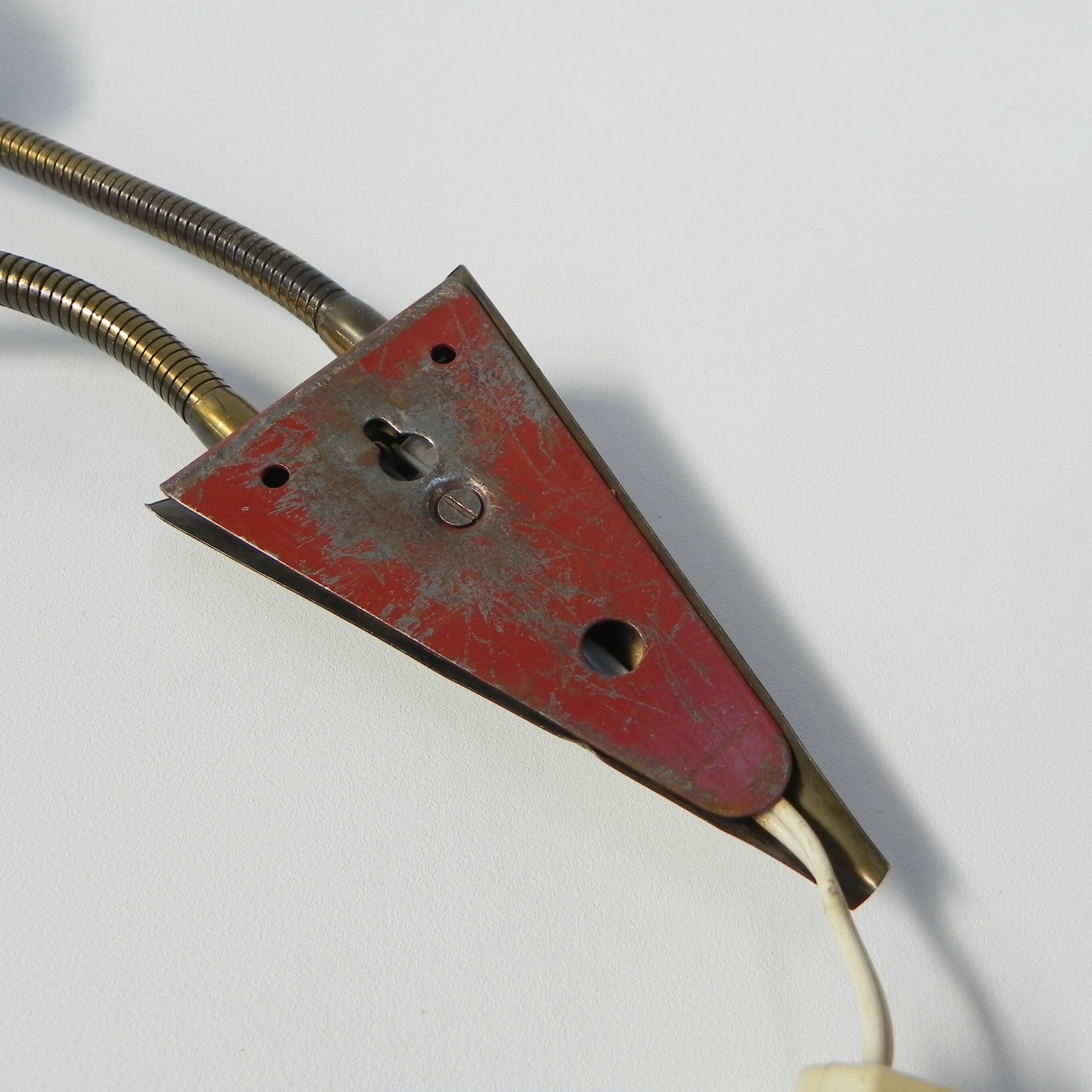 Vintage wall lamp with tube rods and 2 glass shades